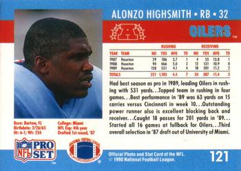 1990 Pro Set #121 Alonzo Highsmith Back