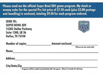 1990 Pro Set #NNO Super Bowl XXV Game Program Offer Back