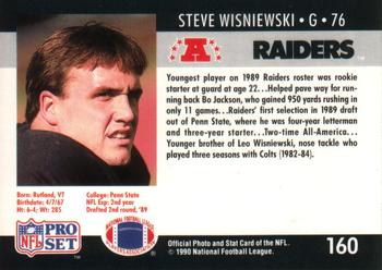 1990 Pro Set #160 Steve Wisniewski Back