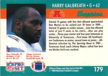 1990 Pro Set #179 Harry Galbreath Back