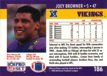 1990 Pro Set #186 Joey Browner Back