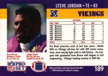 1990 Pro Set #189 Steve Jordan Back