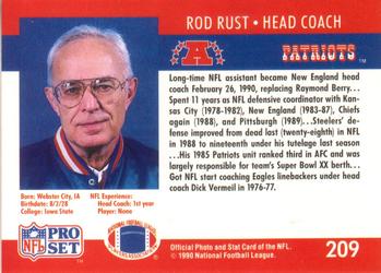 1990 Pro Set #209 Rod Rust Back