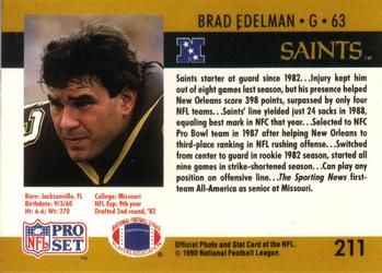 1990 Pro Set #211 Brad Edelman Back