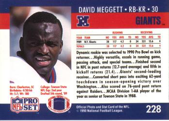 1990 Pro Set #228 David Meggett Back