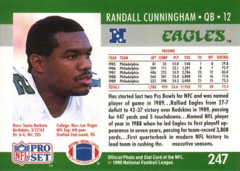 1990 Pro Set #247 Randall Cunningham Back