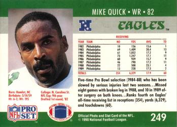 1990 Pro Set #249 Mike Quick Back
