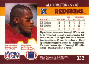 1990 Pro Set #332 Alvin Walton Back