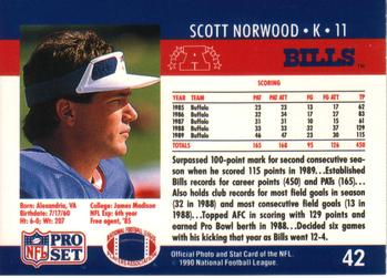 1990 Pro Set #42 Scott Norwood Back