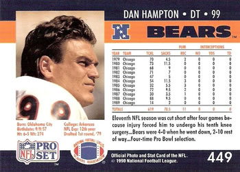 1990 Pro Set #449 Dan Hampton Back