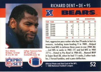 1990 Pro Set #52 Richard Dent Back