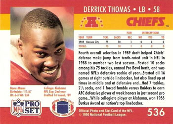 1990 Pro Set #536 Derrick Thomas Back