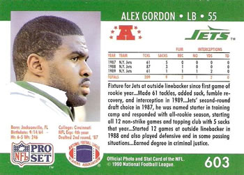 1990 Pro Set #603 Alex Gordon Back