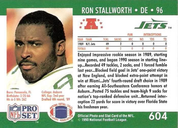 1990 Pro Set #604 Ron Stallworth Back