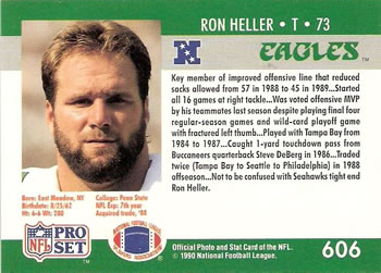 1990 Pro Set #606 Ron Heller Back