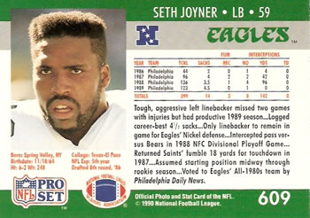 1990 Pro Set #609 Seth Joyner Back