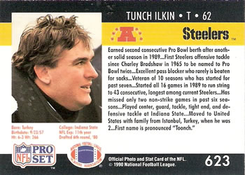 1990 Pro Set #623 Tunch Ilkin Back