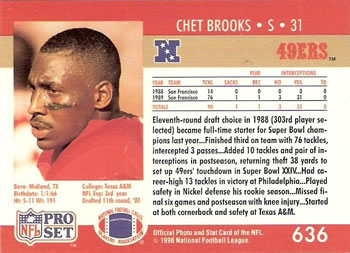 1990 Pro Set #636 Chet Brooks Back