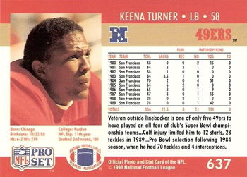 1990 Pro Set #637 Keena Turner Back