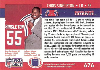 1990 Pro Set #676 Chris Singleton Back