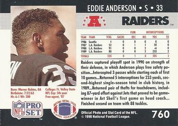 1990 Pro Set #760 Eddie Anderson Back