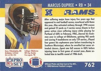 1990 Pro Set #762 Marcus Dupree Back