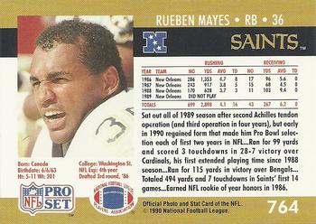 1990 Pro Set #764 Rueben Mayes Back