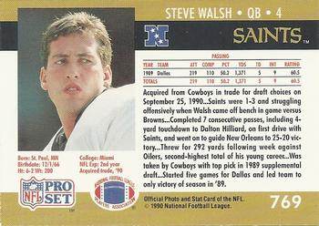 1990 Pro Set #769 Steve Walsh Back