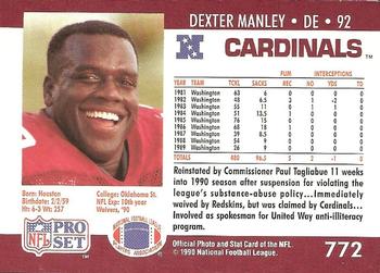 1990 Pro Set #772 Dexter Manley Back