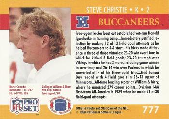 1990 Pro Set #777 Steve Christie Back