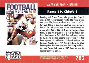 1990 Pro Set #782 American Bowl: Berlin Back