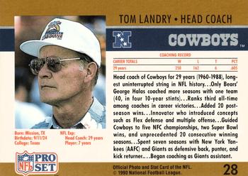 1990 Pro Set #28 Tom Landry Back