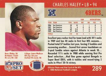 1990 Pro Set #289 Charles Haley Back