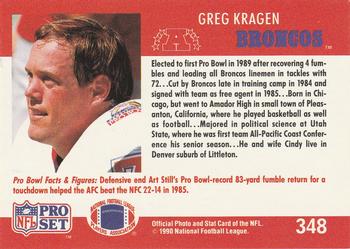 1990 Pro Set #348 Greg Kragen Back