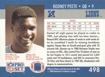 1990 Pro Set #498 Rodney Peete Back