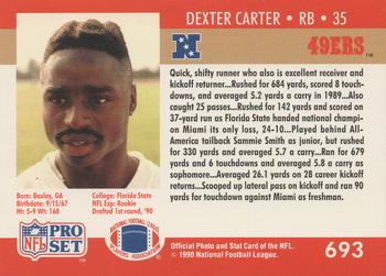 1990 Pro Set #693 Dexter Carter Back