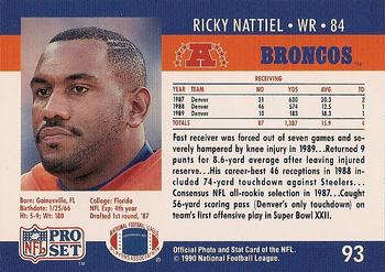 1990 Pro Set #93 Ricky Nattiel Back