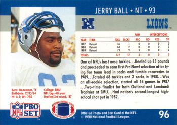 1990 Pro Set #96 Jerry Ball Back