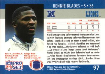 1990 Pro Set #97 Bennie Blades Back