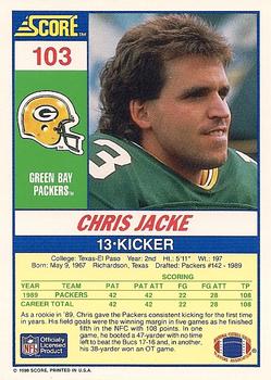 1990 Score #103 Chris Jacke Back