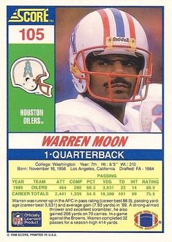 1990 Score #105 Warren Moon Back