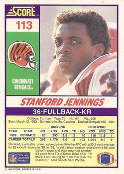 1990 Score #113 Stanford Jennings Back