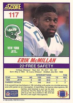 1990 Score #117 Erik McMillan Back