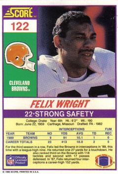 1990 Score #122 Felix Wright Back