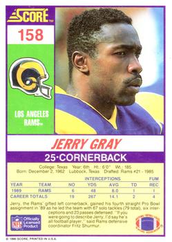 1990 Score #158 Jerry Gray Back