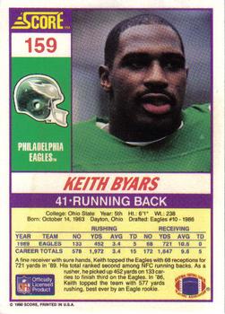 1990 Score #159 Keith Byars Back