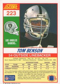 1990 Score #223 Tom Benson Back