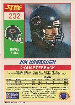 1990 Score #232 Jim Harbaugh Back