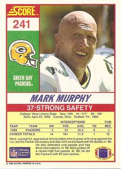 1990 Score #241 Mark Murphy Back
