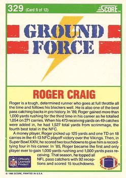 1990 Score #329 Roger Craig Back